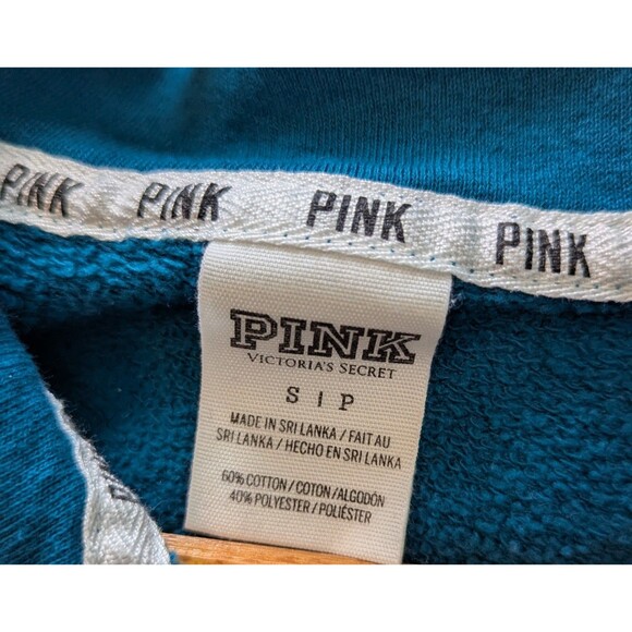 PINK Victoria's Secret Womens Size S Small  Sweatshirt Blue Pullover Collar (A8m - Picture 3 of 3